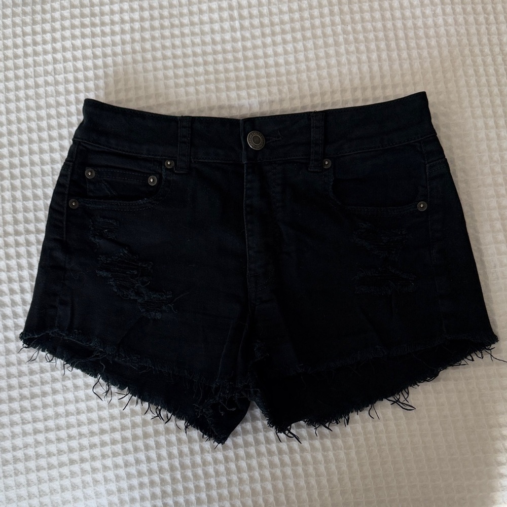 American Eagle Black Hi-Rise Festival Jean Shorts